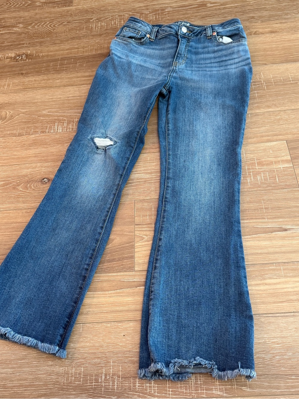 Cat & Jack Girls Blue Distressed Flare Jeans Size 14